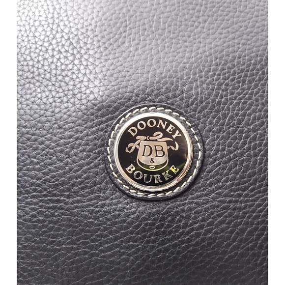 Dooney & Bourke Black Pebbled Leather Double Handles Zipper Satchel Shoulder Bag - Picture 5 of 16